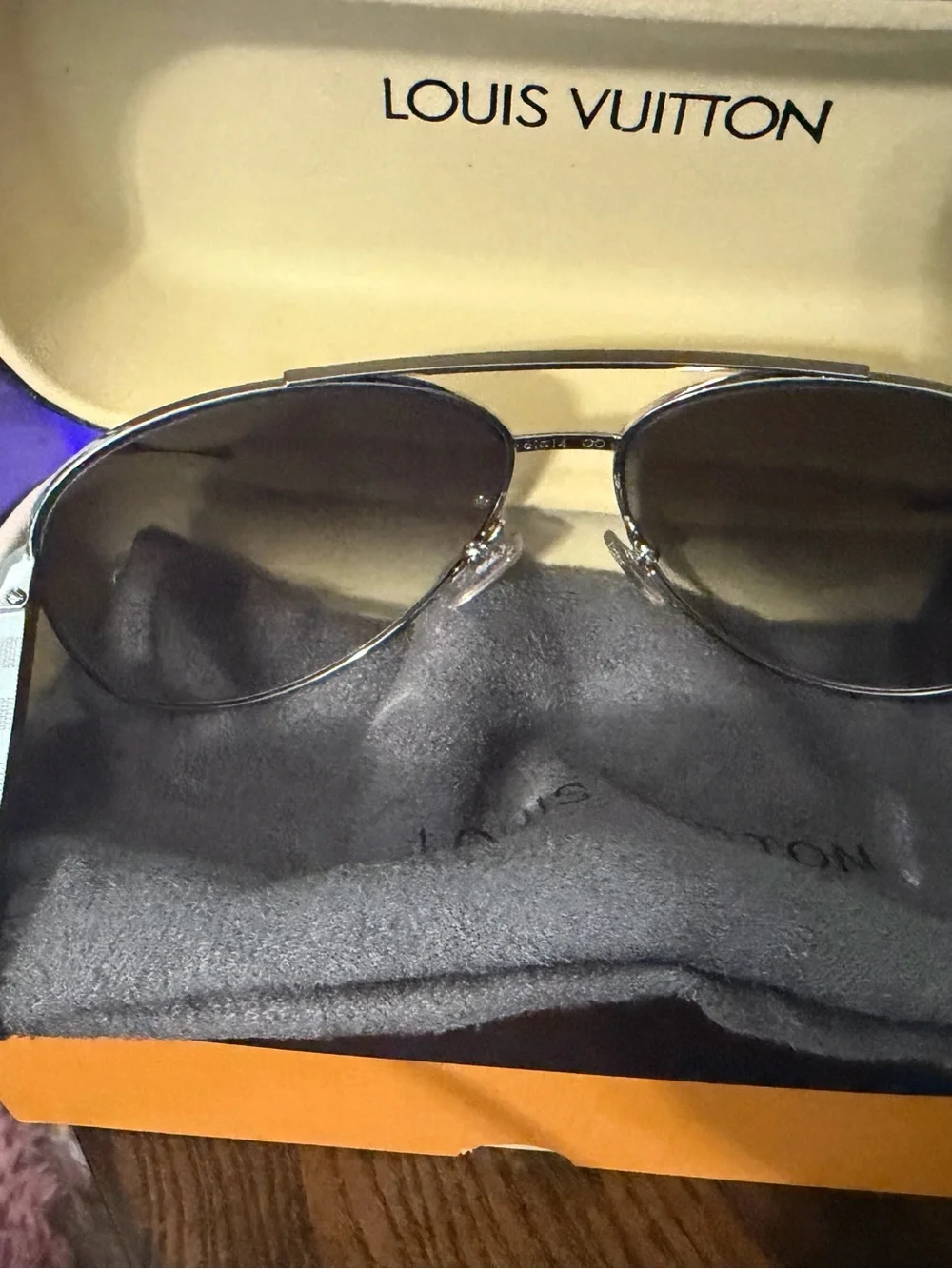 Louis Vuitton Men’s Aviator Sunglasses - Silver Frame, Black Lenses
